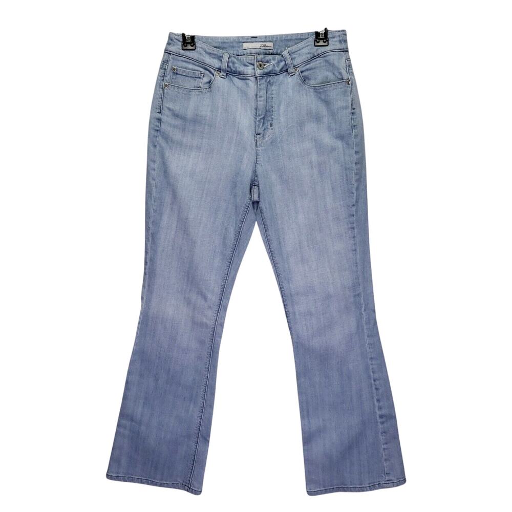 Chicos Jeans 0.5 Short Petites 6P Blue Flare Leg Platinum Charm SH Stretch Denim